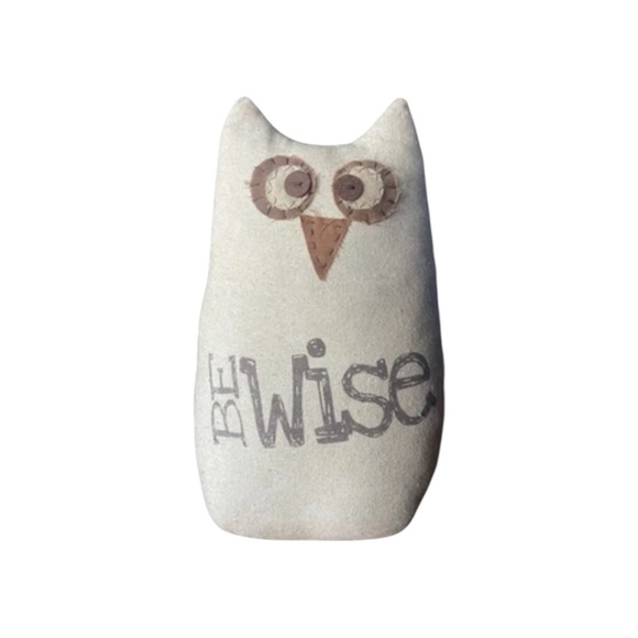 Honey & Me Owl Pillow Doorstop “Be Wise” Primitive Folk Art Rustic Boho Rare - Picture 2 of 7